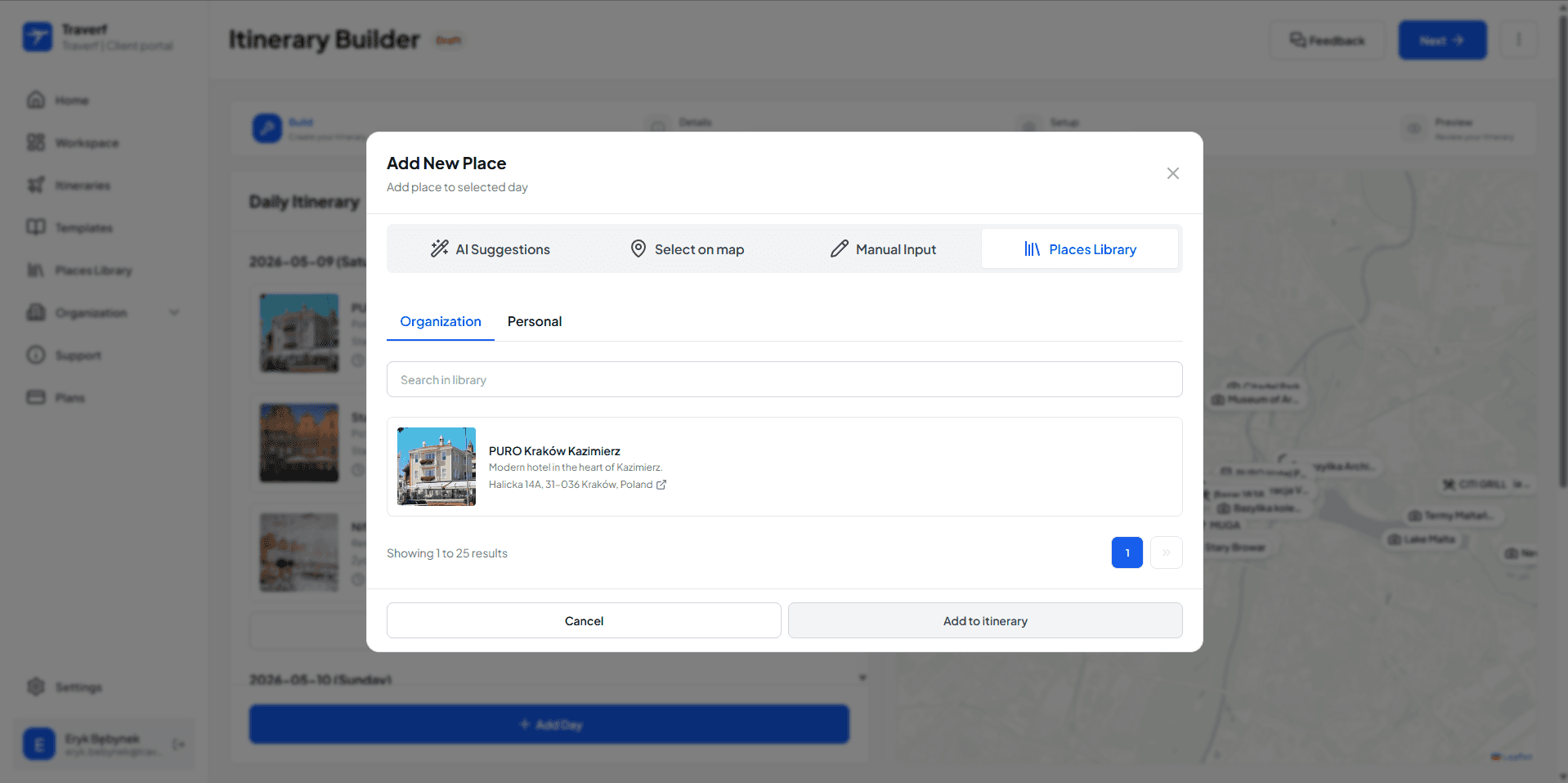 Save time by saving templates and proven places.